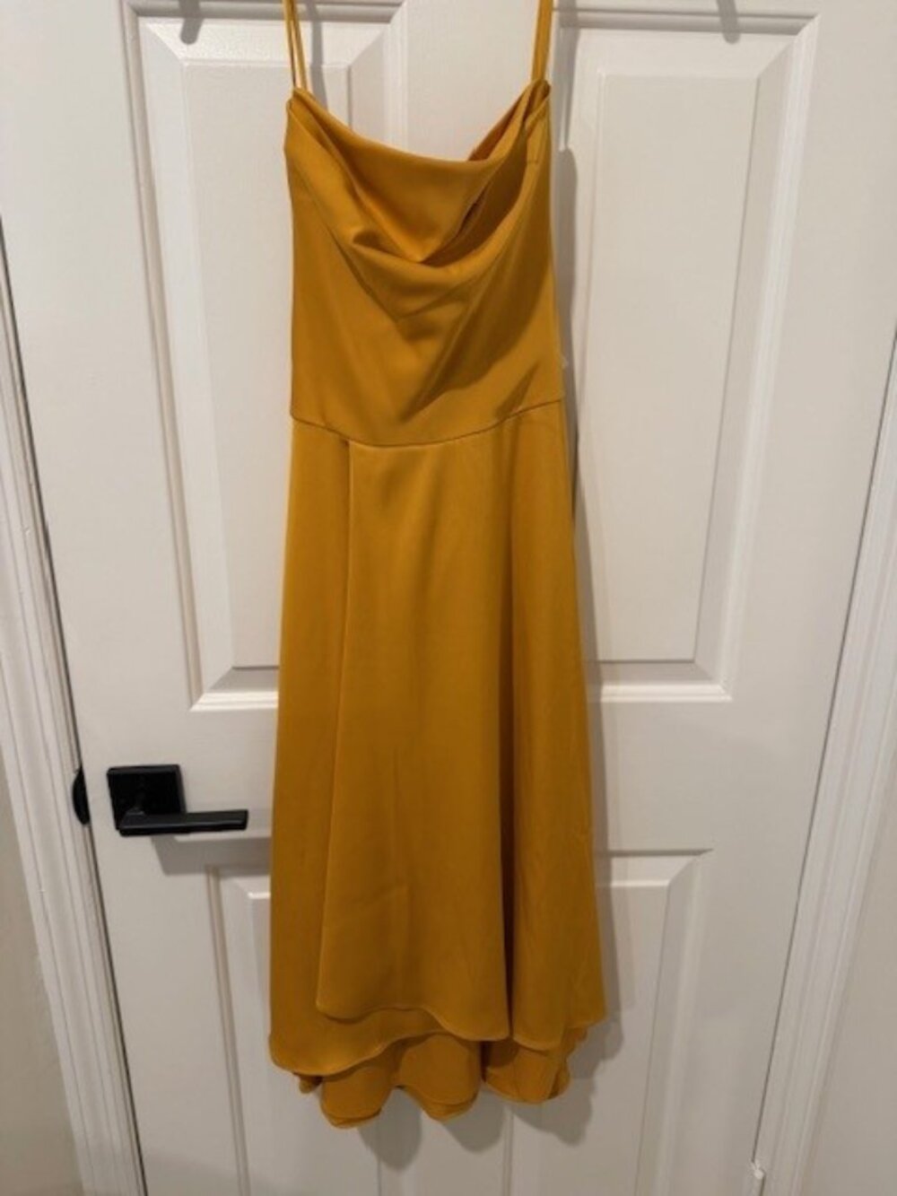 NEW Aidan Mattox Size 4 Satin Gold Midi Dress